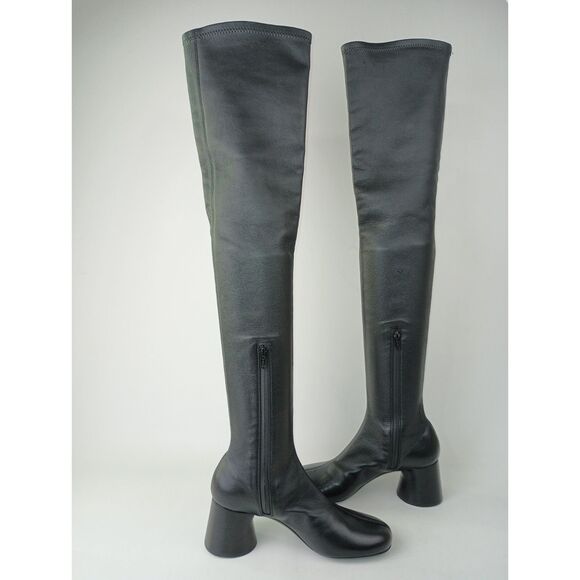 Khaite Women's Black Admiral Lambskin Leather Over the Knee Boots Size 37 - Picture 4 of 11
